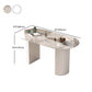Mesa de comedor ovalada moderna, mesa de comedor de piedra con pedestal doble de hierro