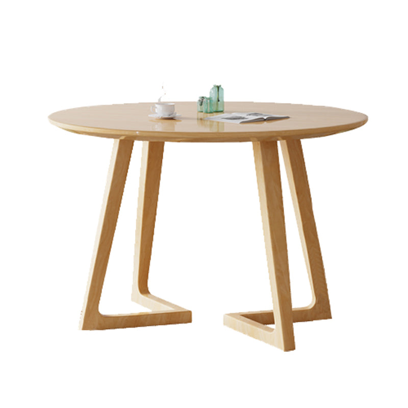 Modern Round Dining Table Rubberwood Solid Wood Dining Table with Sled Base Natural 39.4"L x 39.4"W x 28.7"H Without Chairs Clearhalo 'Dining Tables & Seating' 'Dining Tables' 'dining_table' 'furn' 'furn_dining_table' 'Furniture' 'Kitchen & Dining Furniture' 6513400