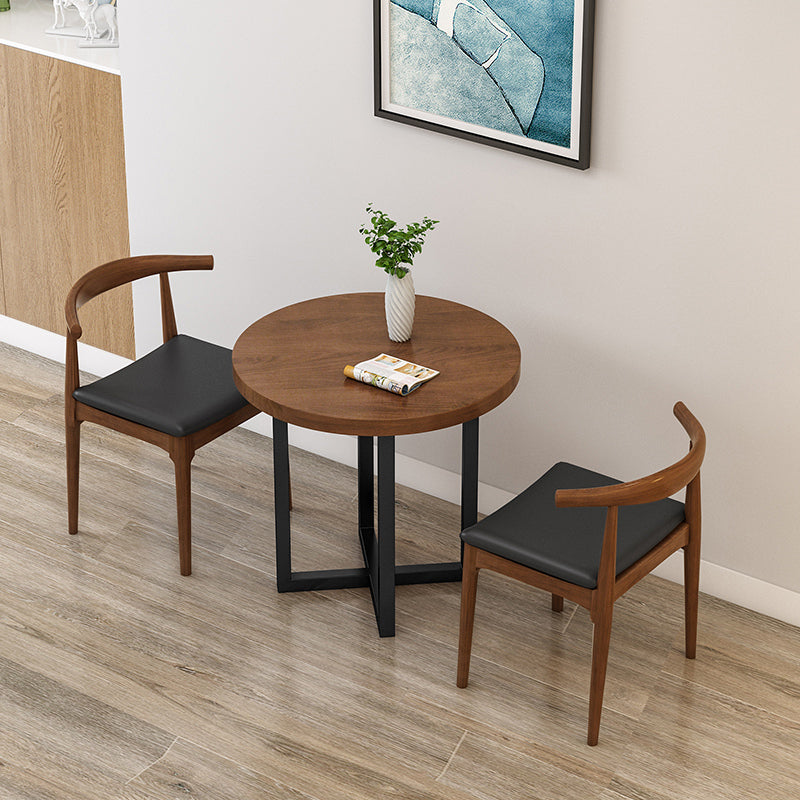 Round Solid Wood Top Dining Table Modern Sled Base Dining Table 27.6"L x 27.6"W x 29.5"H Without Chairs Clearhalo 'Dining Tables & Seating' 'Dining Tables' 'dining_table' 'furn' 'furn_dining_table' 'Furniture' 'Kitchen & Dining Furniture' 6513430