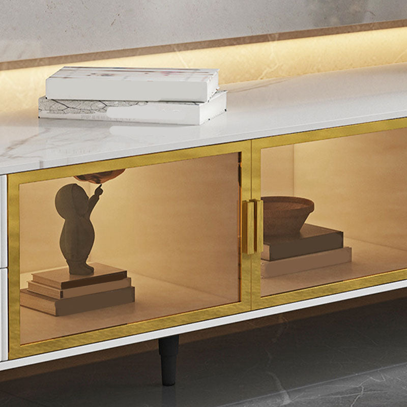 Console multimédia de stockage fermée, meuble TV en pierre pour salon