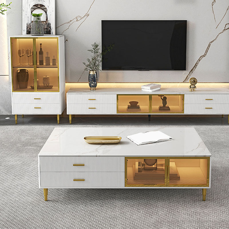 Console multimédia de stockage fermée, meuble TV en pierre pour salon