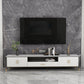 Stone Media Console TV Stand Open Storage TV Stand with Drawer 87"L x 16"W x 18"H White Clearhalo 'furn' 'furn_tv_stands_entertainment_centers' 'Furniture' 'Living Room Furniture' 'TV Stands & Entertainment Centers' 'TV Stands & Media Storage Furniture' 'tv_stands_entertainment_centers' 6513574