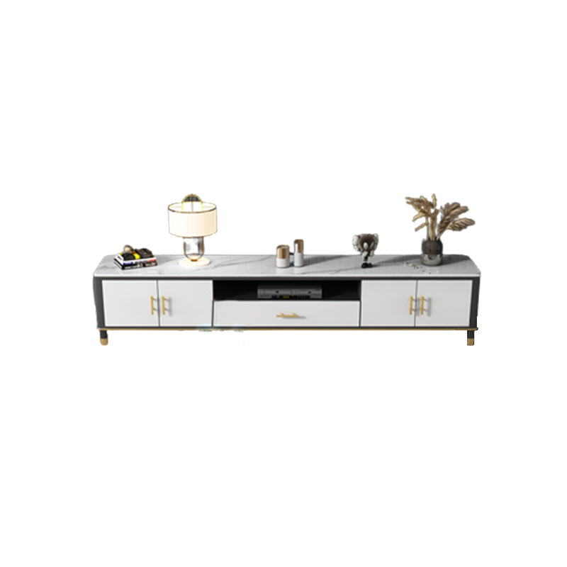 Stone Media Console TV Stand Open Storage TV Stand with Drawer White Clearhalo 'furn' 'furn_tv_stands_entertainment_centers' 'Furniture' 'Living Room Furniture' 'TV Stands & Entertainment Centers' 'TV Stands & Media Storage Furniture' 'tv_stands_entertainment_centers' 6513578