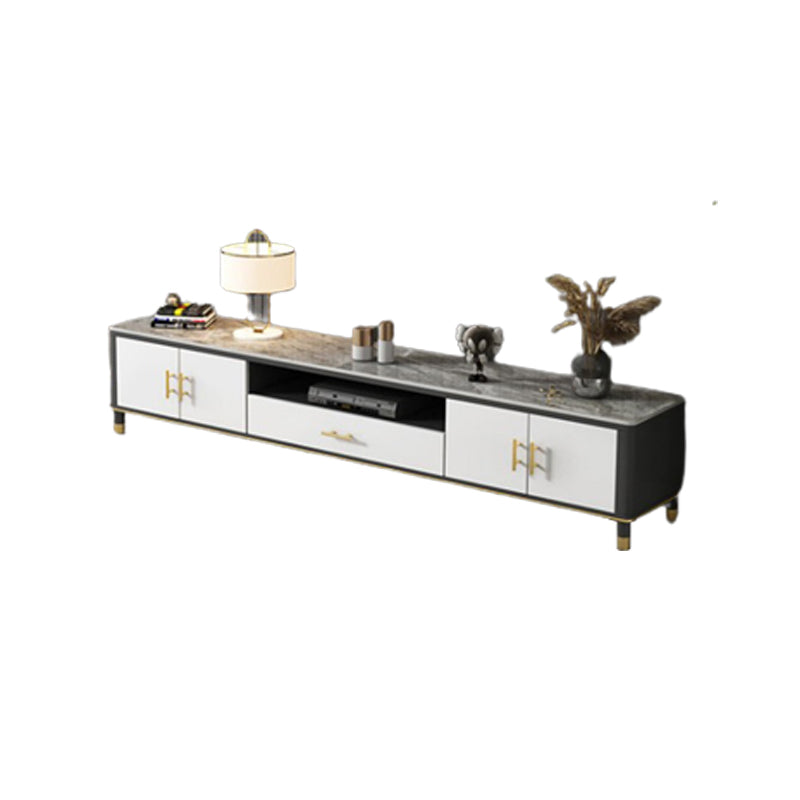 Stone Media Console TV Stand Open Storage TV Stand with Drawer Grey Clearhalo 'furn' 'furn_tv_stands_entertainment_centers' 'Furniture' 'Living Room Furniture' 'TV Stands & Entertainment Centers' 'TV Stands & Media Storage Furniture' 'tv_stands_entertainment_centers' 6513582
