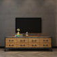 Console TV industrielle en pin, support multimédia de rangement fermé avec tiroirs pour le salon