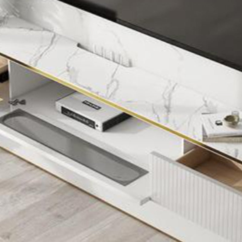 Console de meuble TV mural Console multimédia TV en bois avec 2 tiroirs