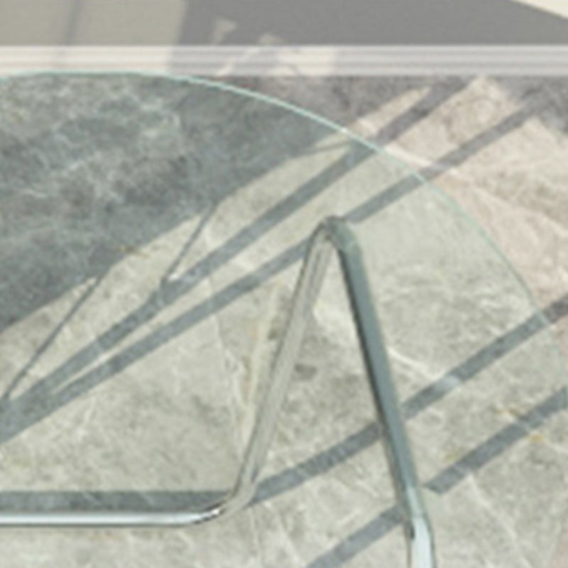 Modern Round Glass Coffee Table with Stainsteel Sled Stainless Steel Base Clearhalo 'Coffee & Accent Tables' 'Coffee Tables' 'coffee_tables' 'furn' 'furn_coffee_tables' 'Furniture' 'Living Room Furniture' 6513725