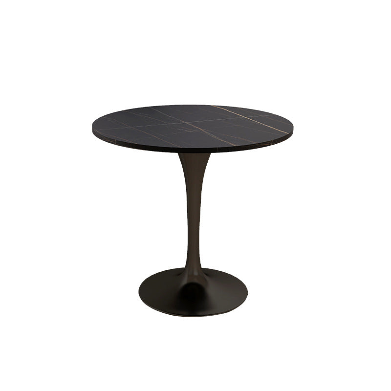 Modern Round Dining Table for Kitchen Dinette Table with Metal Tulip Black Black Clearhalo 'Dining Tables & Seating' 'Dining Tables' 'dining_table' 'furn' 'furn_dining_table' 'Furniture' 'Kitchen & Dining Furniture' 6513752