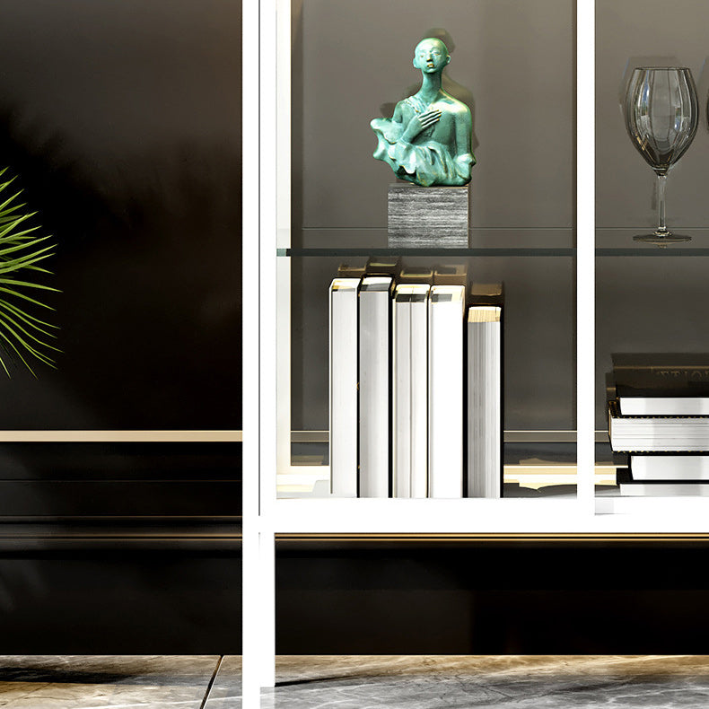 Glam Curio Curio Cabine in metallo Porte in vetro Armadio a buffet per soggiorno