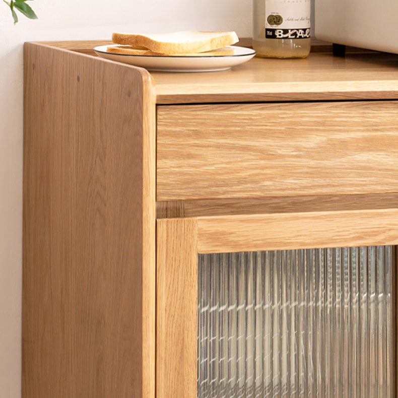 Moderno piste da esposizione in vetro a buffet di pino per soggiorno per soggiorno