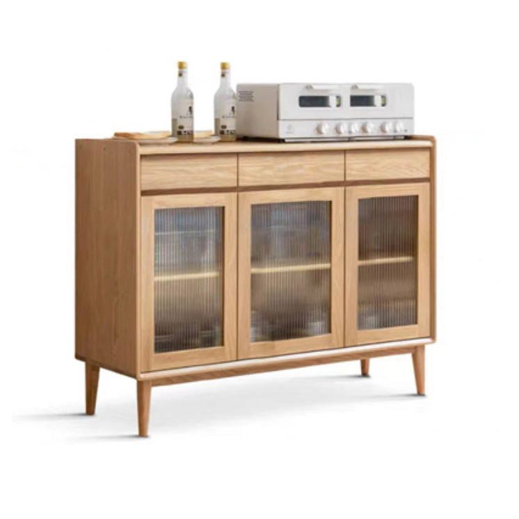 Moderno piste da esposizione in vetro a buffet di pino per soggiorno per soggiorno