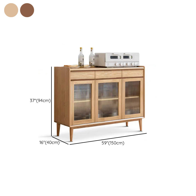 Moderno piste da esposizione in vetro a buffet di pino per soggiorno per soggiorno