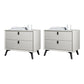Solid Wood Bedside Cabinet Modern Bed Nightstand with Drawers