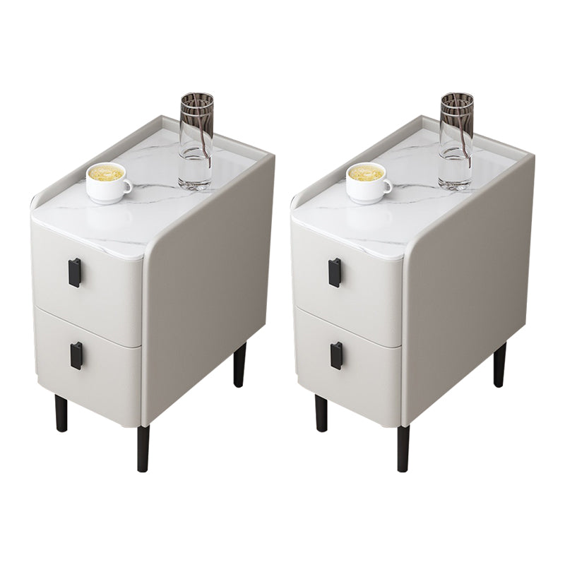 2 - Drawer Modern Accent Table Nightstand Antique Finish Bed Nightstand White 2 Piece Set Clearhalo 'Bedroom Furniture' 'furn' 'furn_night_stand' 'Furniture' 'night_stand' 'Nightstands' 6514036