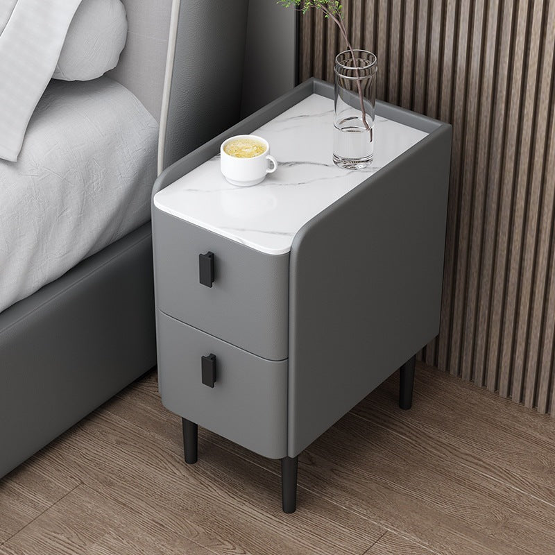 2 - Drawer Modern Accent Table Nightstand Antique Finish Bed Nightstand Dark Gray 1 Piece Clearhalo 'Bedroom Furniture' 'furn' 'furn_night_stand' 'Furniture' 'night_stand' 'Nightstands' 6514037