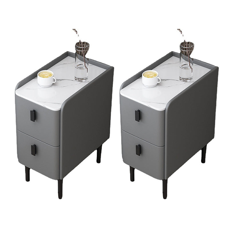 2 - Drawer Modern Accent Table Nightstand Antique Finish Bed Nightstand Dark Gray 2 Piece Set Clearhalo 'Bedroom Furniture' 'furn' 'furn_night_stand' 'Furniture' 'night_stand' 'Nightstands' 6514038