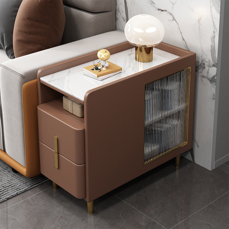 グラムアクセントテーブルナイトスタンドストーンナイトスタンド2つの引き出しが付いています