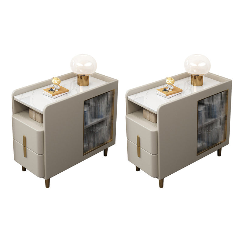 グラムアクセントテーブルナイトスタンドストーンナイトスタンド2つの引き出しが付いています