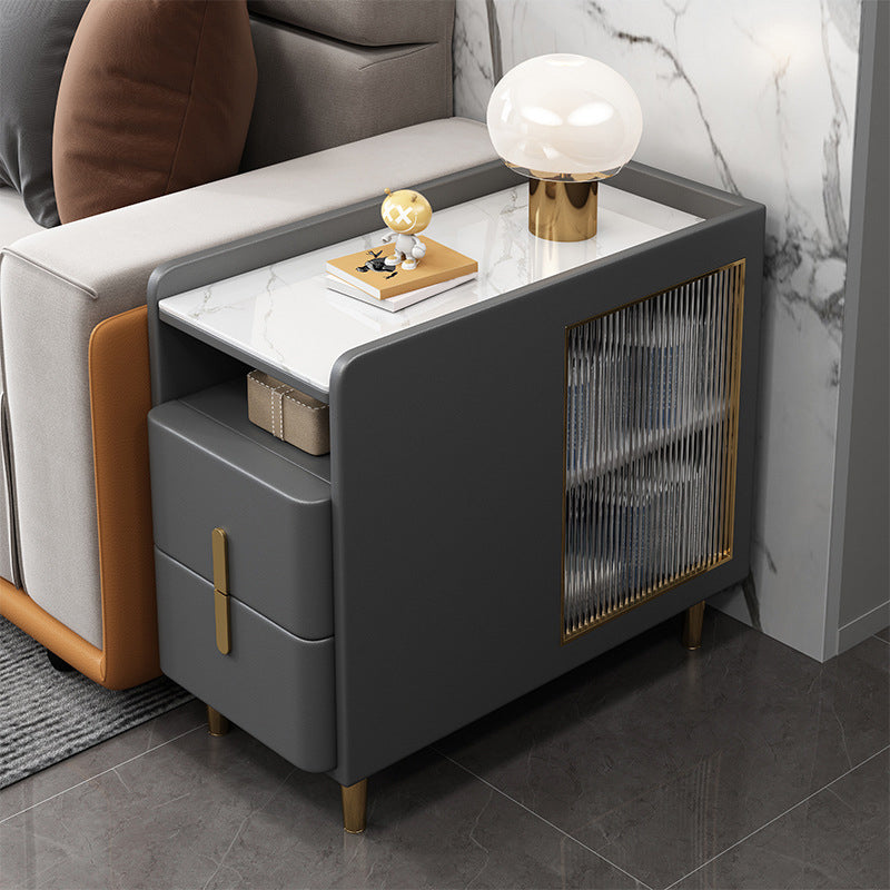 グラムアクセントテーブルナイトスタンドストーンナイトスタンド2つの引き出しが付いています