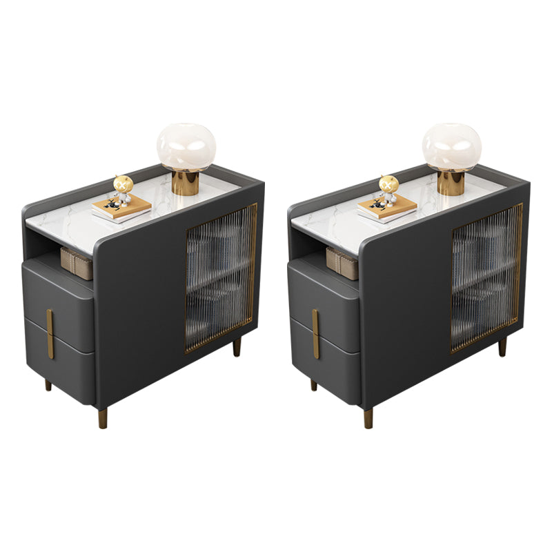 グラムアクセントテーブルナイトスタンドストーンナイトスタンド2つの引き出しが付いています