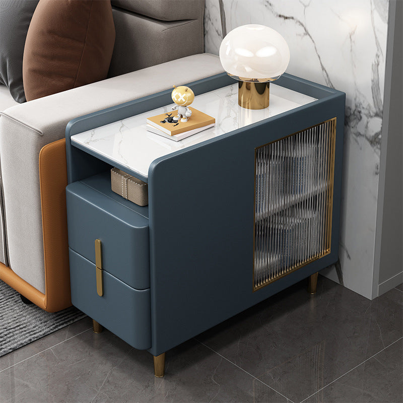 グラムアクセントテーブルナイトスタンドストーンナイトスタンド2つの引き出しが付いています