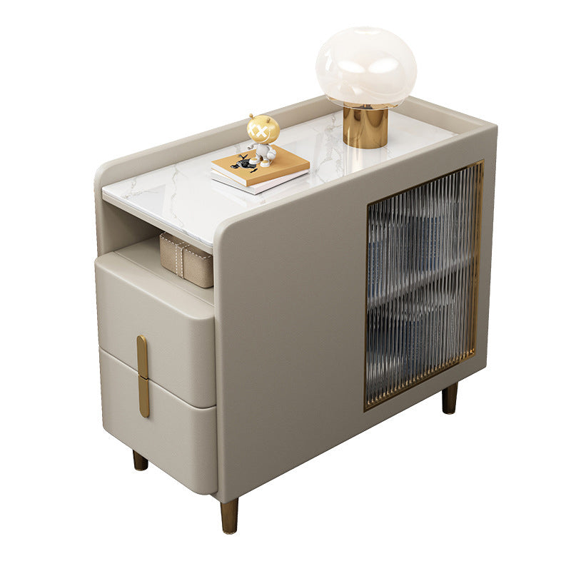 グラムアクセントテーブルナイトスタンドストーンナイトスタンド2つの引き出しが付いています