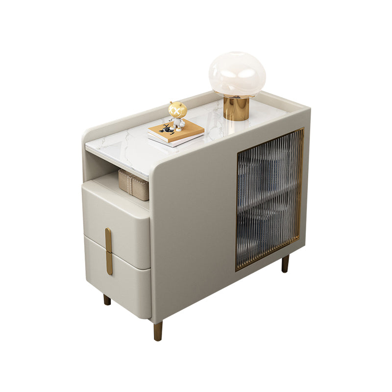 グラムアクセントテーブルナイトスタンドストーンナイトスタンド2つの引き出しが付いています