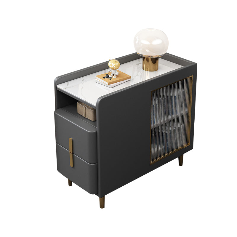 グラムアクセントテーブルナイトスタンドストーンナイトスタンド2つの引き出しが付いています