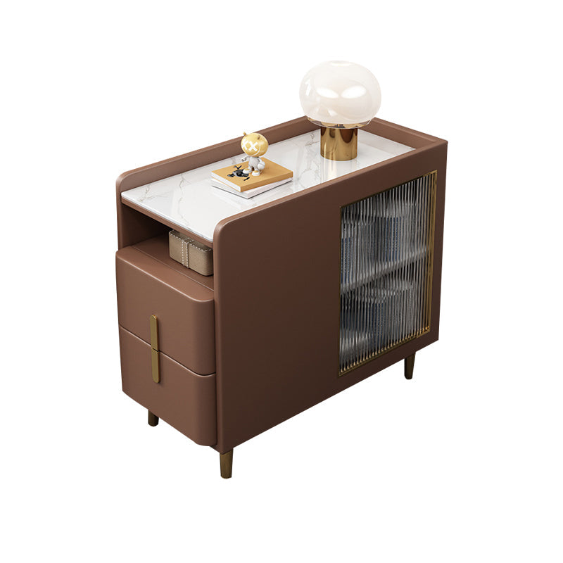 グラムアクセントテーブルナイトスタンドストーンナイトスタンド2つの引き出しが付いています