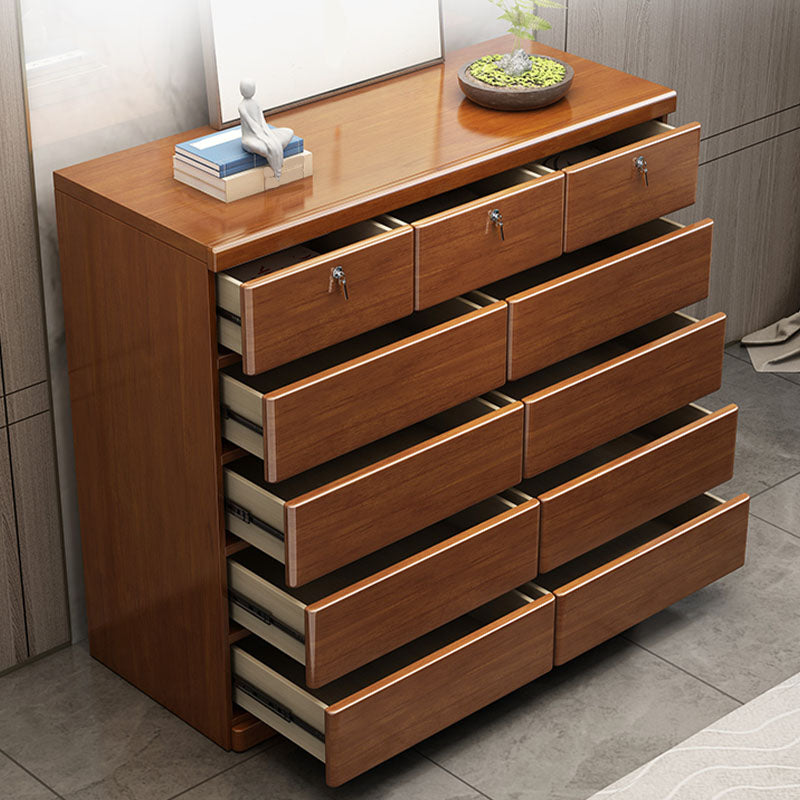 Cassapanca moderna in legno di gomma per la casa, marrone, con cassetti