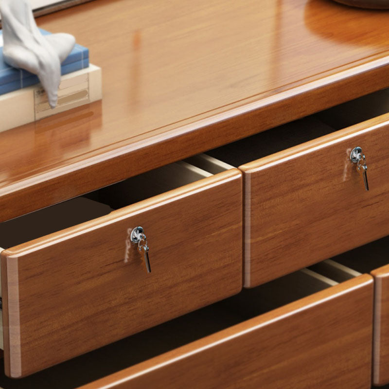 Cassapanca moderna in legno di gomma per la casa, marrone, con cassetti