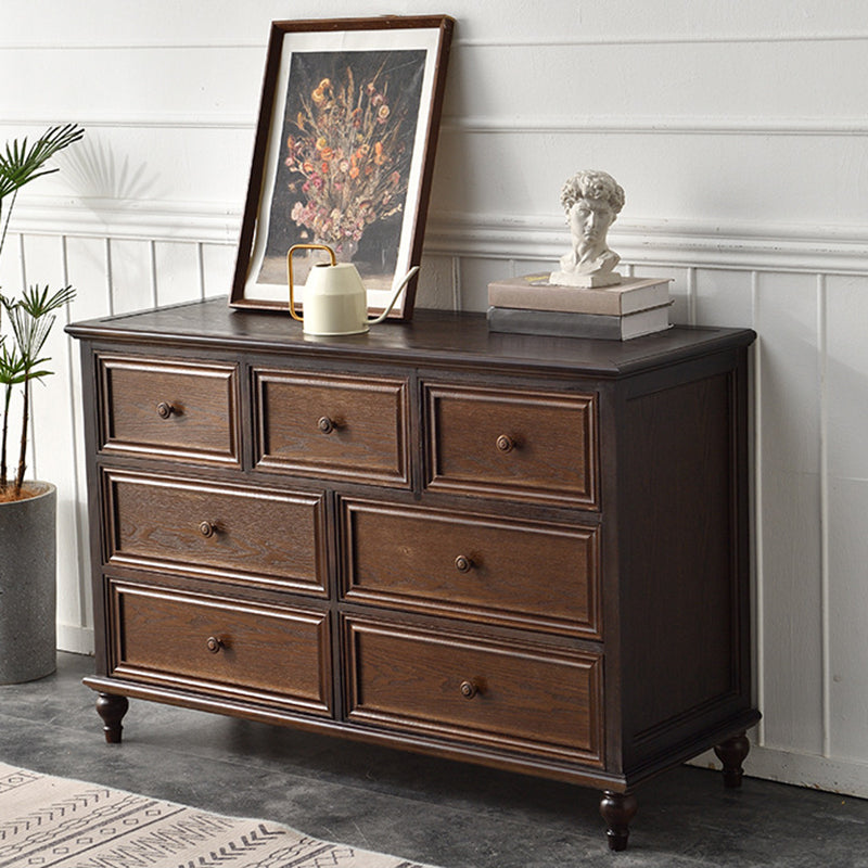 Commode de rangement en bois massif, commode traditionnelle avec tiroirs