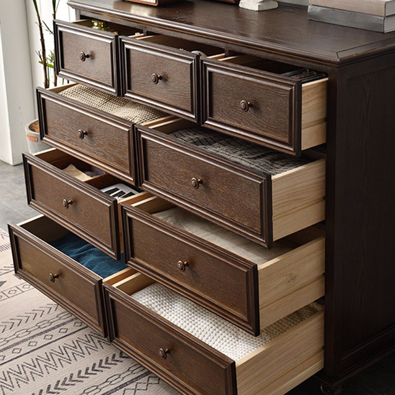 Commode de rangement en bois massif, commode traditionnelle avec tiroirs