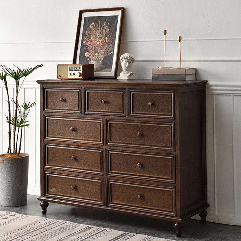 Commode de rangement en bois massif, commode traditionnelle avec tiroirs
