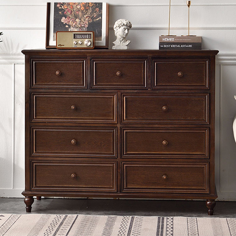Commode de rangement en bois massif, commode traditionnelle avec tiroirs