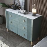 Glam Horizontal Stone Storage Chest Bedroom Chest with Metal Legs
