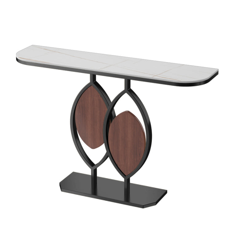 Stone Modern Console Table Scratch Resistant 31.5" Tall End Table White-Gold Clearhalo 'Console Tables' 'console_tables' 'Entry & Mudroom Furniture' 'furn' 'furn_console_tables' 'Furniture' 6520670