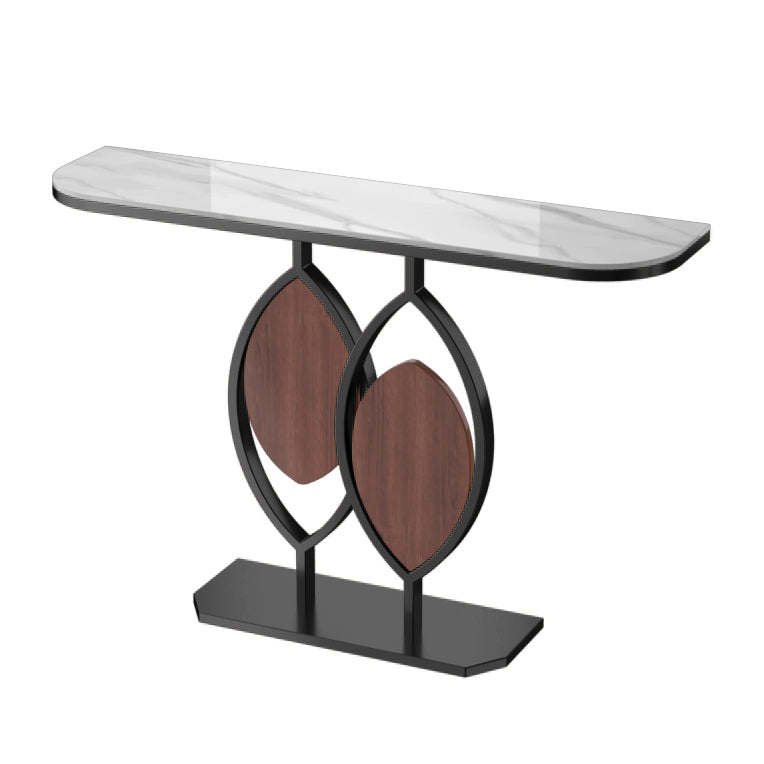 Stone Modern Console Table Scratch Resistant 31.5" Tall End Table Gloss White Clearhalo 'Console Tables' 'console_tables' 'Entry & Mudroom Furniture' 'furn' 'furn_console_tables' 'Furniture' 6520671