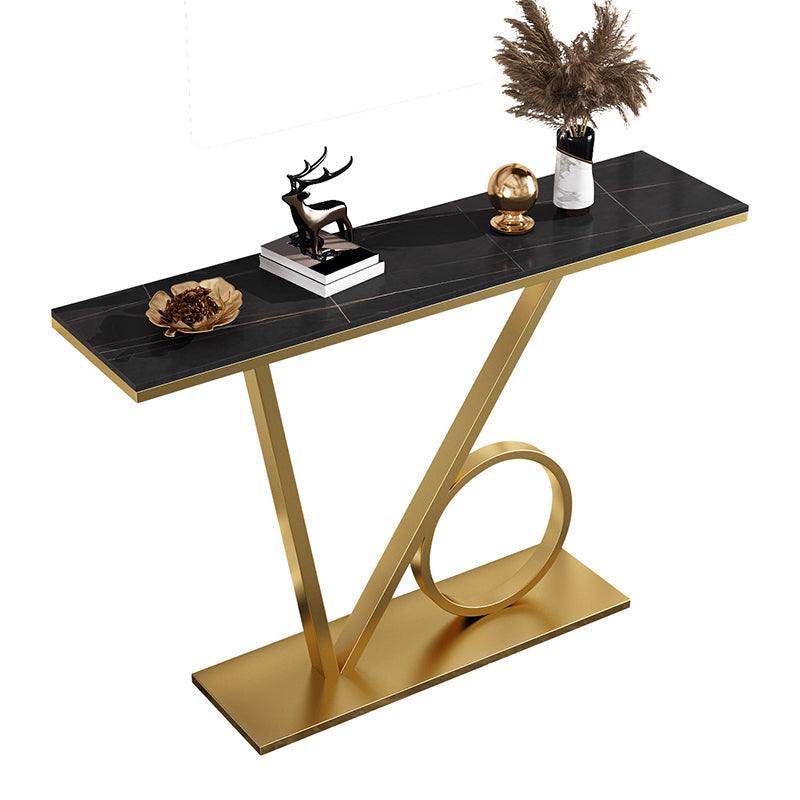 Modern 31.5" Tall Console Table Stone Abstract Base End Table for Hall