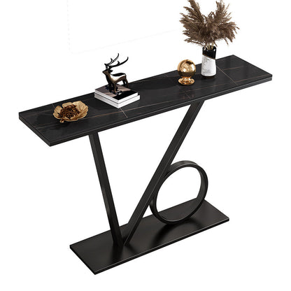 Modern 31.5" Tall Console Table Stone Abstract Base End Table for Hall