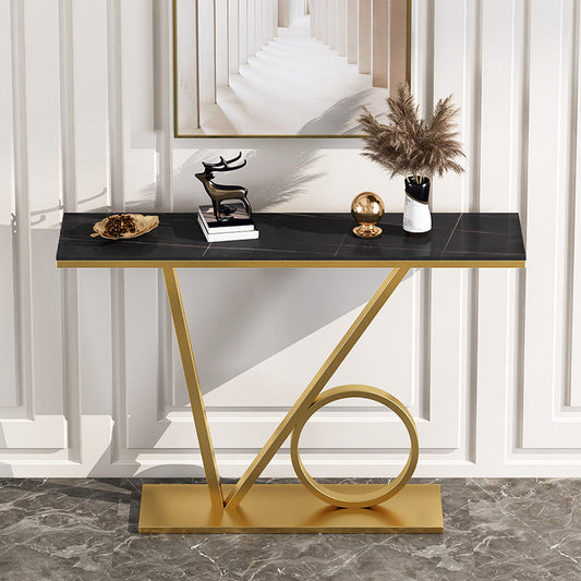 Modern 31.5" Tall Console Table Stone Abstract Base End Table for Hall