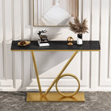 Modern 31.5" Tall Console Table Stone Abstract Base End Table for Hall