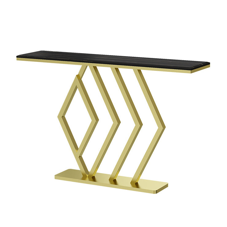 31.5-inch Tall Hall Console Table Glam Stone Accent Table with 1 Shelf Clearhalo 'Console Tables' 'console_tables' 'Entry & Mudroom Furniture' 'furn' 'furn_console_tables' 'Furniture' 6520829