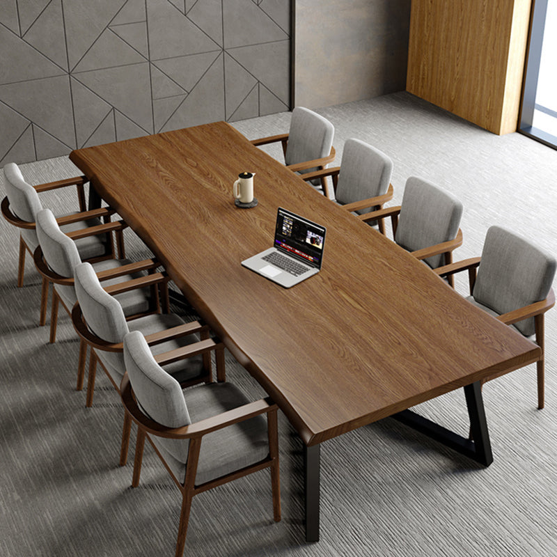 Bureau de bureau en bois massif contemporain 29,53 "Tableau d'écriture avec des jambes en fer