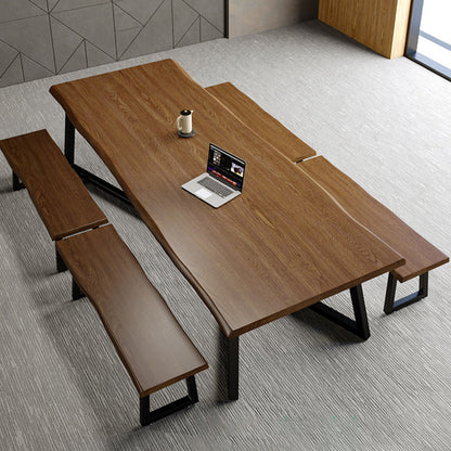 Bureau de bureau en bois massif contemporain 29,53 "Tableau d'écriture avec des jambes en fer