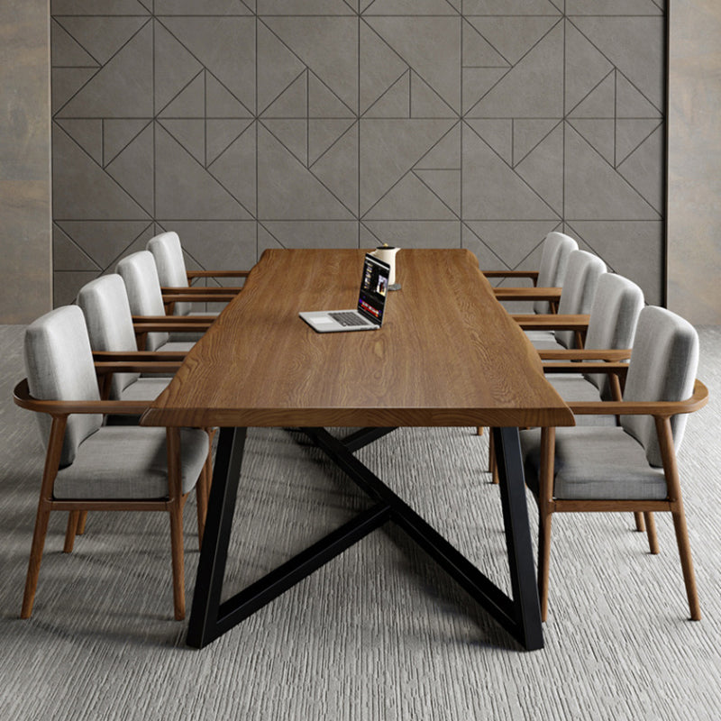 Bureau de bureau en bois massif contemporain 29,53 "Tableau d'écriture avec des jambes en fer