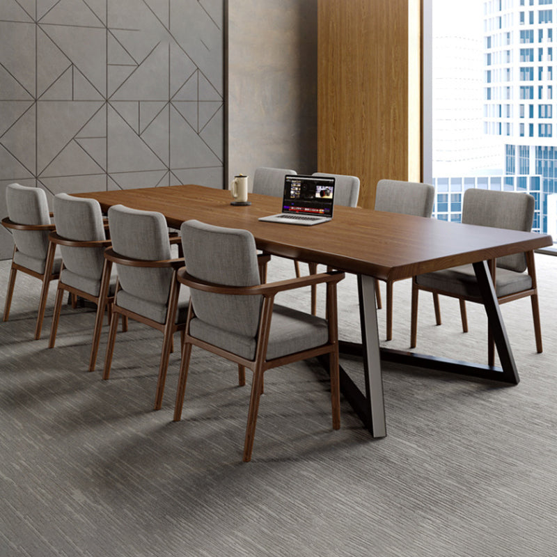 Bureau de bureau en bois massif contemporain 29,53 "Tableau d'écriture avec des jambes en fer