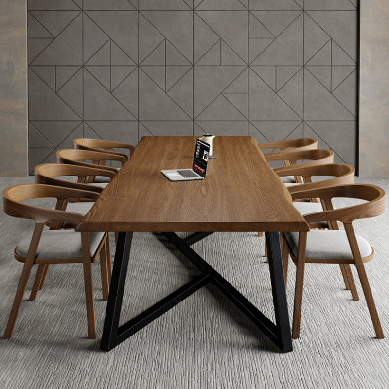 Bureau de bureau en bois massif contemporain 29,53 "Tableau d'écriture avec des jambes en fer