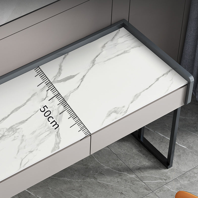 Contemporary Stone Writing Desk Bedroom Office Desk with 2 Drawers Clearhalo 'furn' 'furn_office_desk' 'Furniture' 'Office Desks' 'Office Furniture' 'office_desk' 6521439