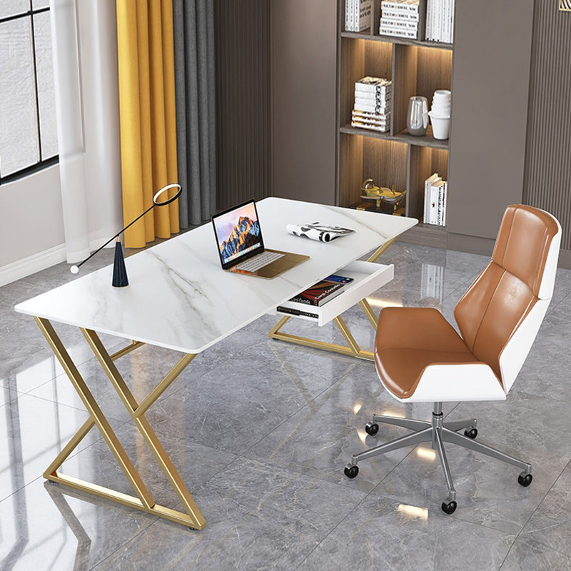 29,25 pollici H Classic Glam Office Desk White RECTALGLY Desk